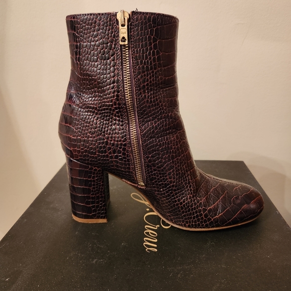 J. Crew Stamped Croc Zip Boots Brown 7.5 - Picture 3 of 6